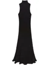 Msgm Maxi Dress With High Neck And Textured Fabric In Black