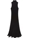 Msgm Maxi Dress With High Neck And Textured Fabric In Black