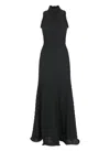 Msgm Maxi Dress With High Neck And Textured Fabric In Black