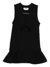 Msgm Sleeveless Black Dress With Deep V-neckline And Tie Detail In Black