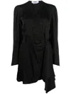 Msgm Monogram Print Wrap Design Asymmetric Hem Dress In Black