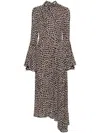 Msgm Kids Asymmetric Neckline Floral Print Maxi Dress In Brown