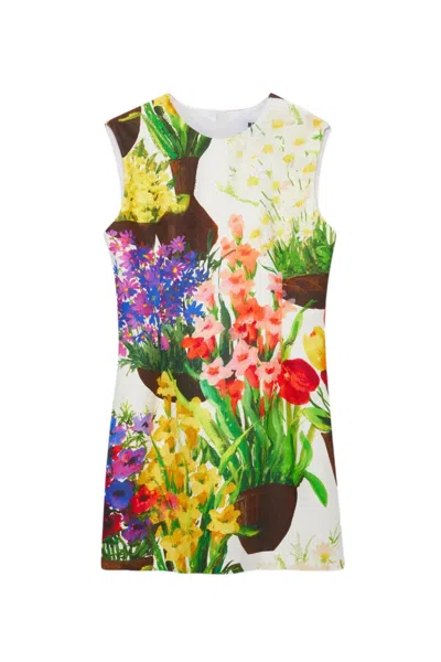 Msgm Floral-print Mini Dress In Multi