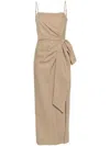 Msgm Gathered-detail Maxi Dress In Neutrals