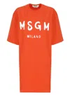 Msgm Logo Crew Neck Mini Dress In Red