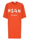 Msgm Logo Crew Neck Mini Dress In Red