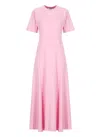 Msgm Cotton Maxi Dress Round Neck Short Sleeves In Pink
