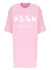 Msgm Logo-print Cotton T-shirt Dress In Pink