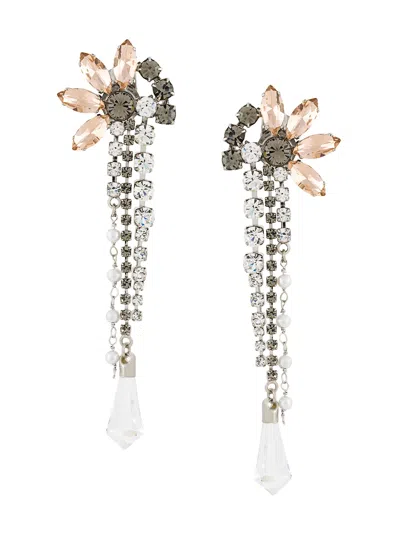 Msgm Drop Chain Earrings In Brown