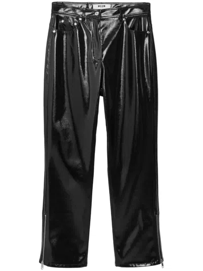 Msgm Drop-crotch Tapered Trousers In Black