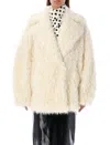 Msgm Eco-fur Jacket In Beige