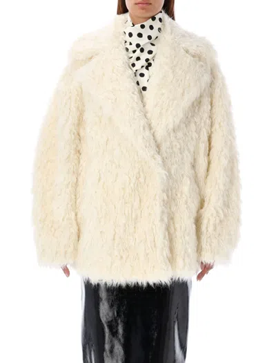 Msgm Eco-fur Jacket In Beige