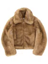 Msgm Eco Fur Jacket In Brown