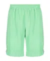 Msgm Elastic Belt Shorts In Green
