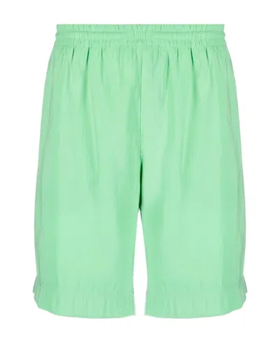 Msgm Elastic Belt Shorts In Green