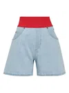 Msgm Elastic-waist Denim Shorts In Blue