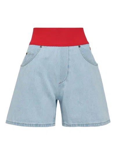 Msgm Elastic-waist Denim Shorts