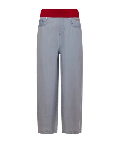 Msgm Elastic Waist Jeans In Gray