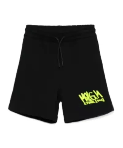 Msgm Elastic Waist Shorts In Black