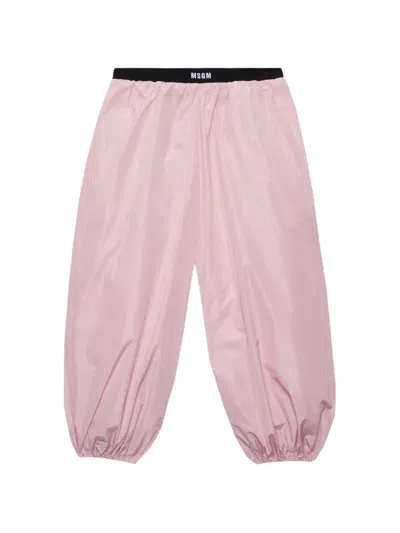 Msgm Elastic-waistband Balloon Cropped Trousers In Pink