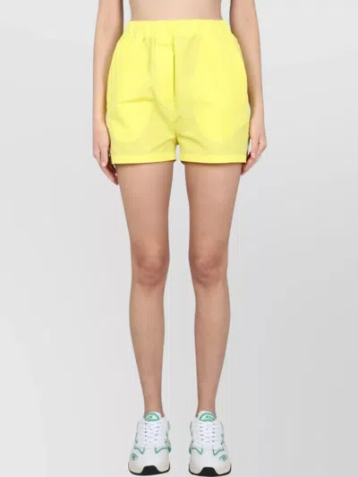 Msgm Elastic Waistband Shorts Side Pockets In Yellow