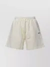 Msgm Elastic Waistband Shorts With Side And Back Pockets In Neutral