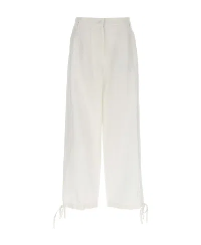 Msgm Elasticated-ankles Wide-leg Trousers In White