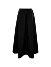 Msgm Elasticated Midi A-line Skirt In Black