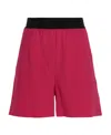 Msgm Bermuda Wool Shorts Elastic Waistband In Red
