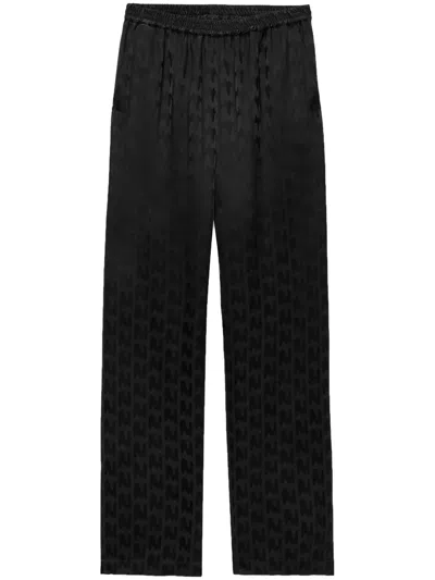Msgm Elasticated-waist Straight-leg Trousers In Black