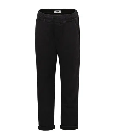 Msgm Kids' Elasticated-waist Trousers In Black