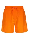Msgm Elasticated-waistband Cotton Shorts In Orange