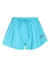 Msgm Elasticated-waistband Embroidered-logo Shorts In Blue