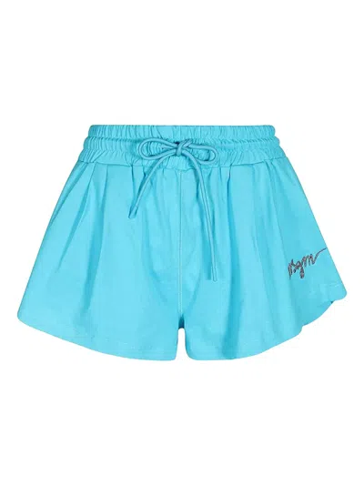 MSGM ELASTICATED-WAISTBAND EMBROIDERED-LOGO SHORTS