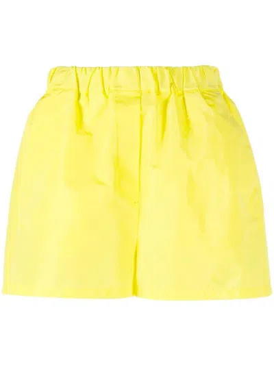 Msgm Elasticated-waistband Mini Shorts In Yellow