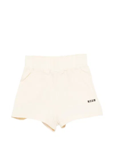 Msgm Kids' Elasticated-waistband Shorts In Neutral