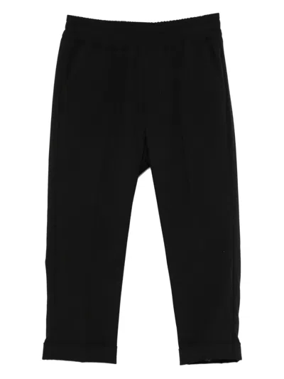 Msgm Kids' Elasticated-waistband Trousers In Black