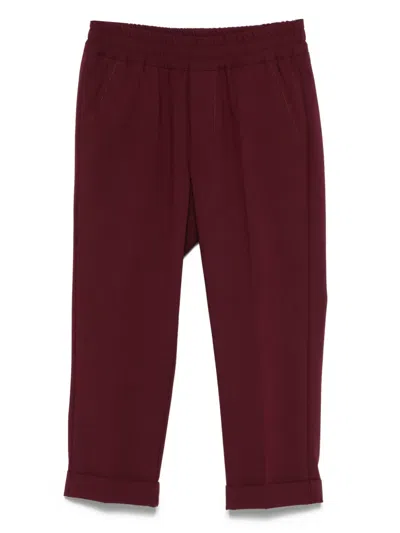 Msgm Kids' Elasticated-waistband Trousers In Burgundy