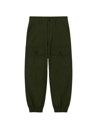 Msgm Kids' Elasticated-cuff Cargo Pants In Green