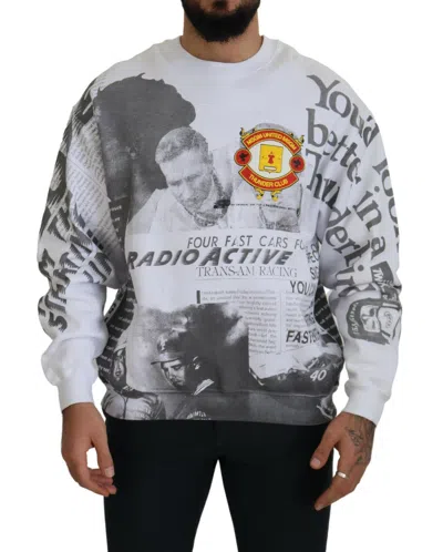 MSGM ELEGANT WHITE CREWNECK COTTON SWEATER
