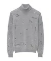 Msgm Embroidered Turtleneck Sweater In Gray