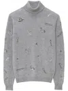 Msgm Embroidered Turtleneck Sweater In Grey