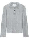 Msgm Embellished Knit Polo In Grey