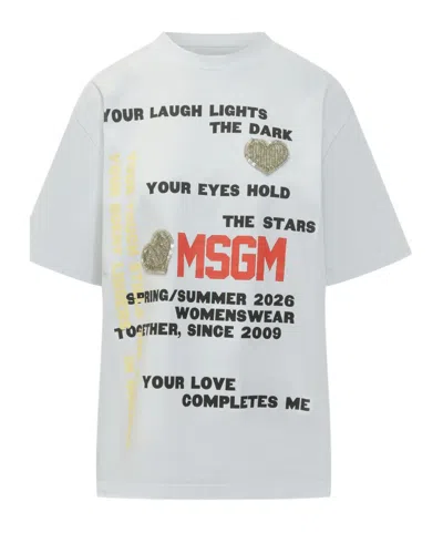 MSGM MSGM EMBELLISHED LOGO T-SHIRT