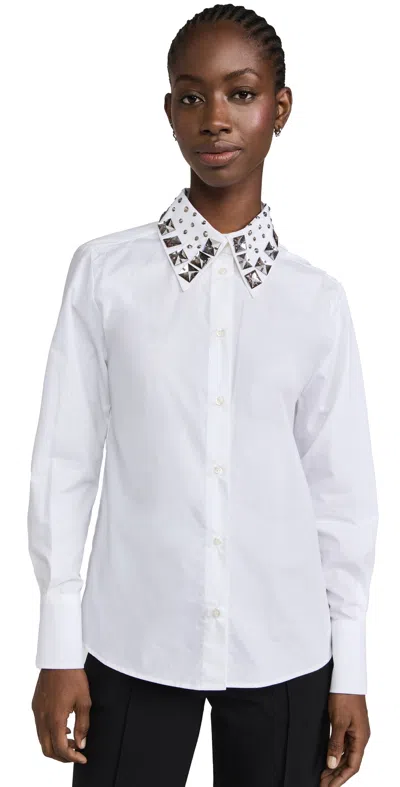 Msgm Embellished Removable Collar Blouse White