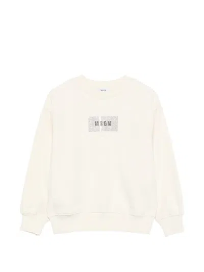 Msgm Kids' Embellished Sweatshirt In Neutrals