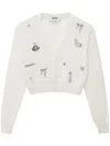 Msgm Embellished V-neck Cardigan In White