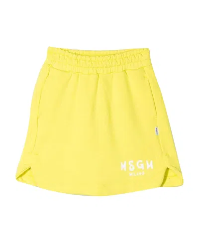 Msgm Emblem Skirt In Yellow