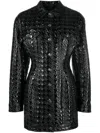 Msgm Embossed-pattern Faux-leather Shirt Jacket In Black