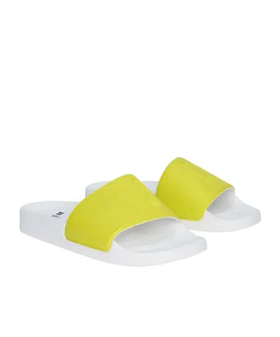 Msgm Embossed Slides In Yellow